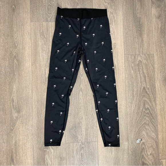 Alala Base Leggings Tights Palm tree embroidered Cropped High Rise Navy Blue - Picture 6 of 16